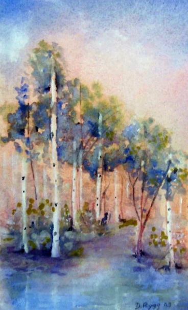 Autumn Aspens Watercolor Painting