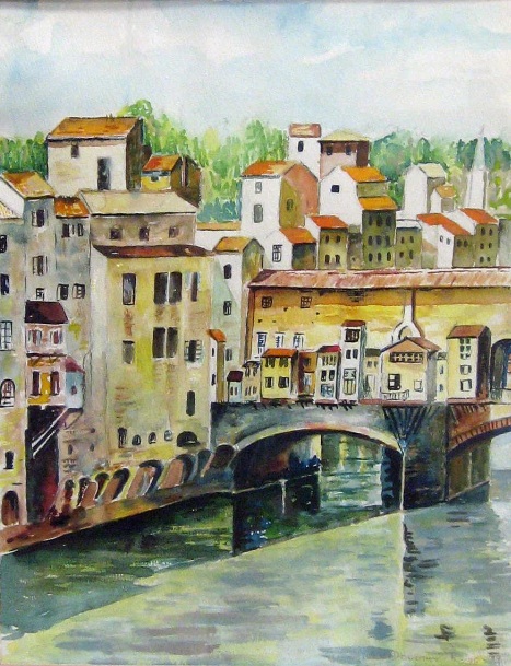 Florence Bridge Watercolor Painting