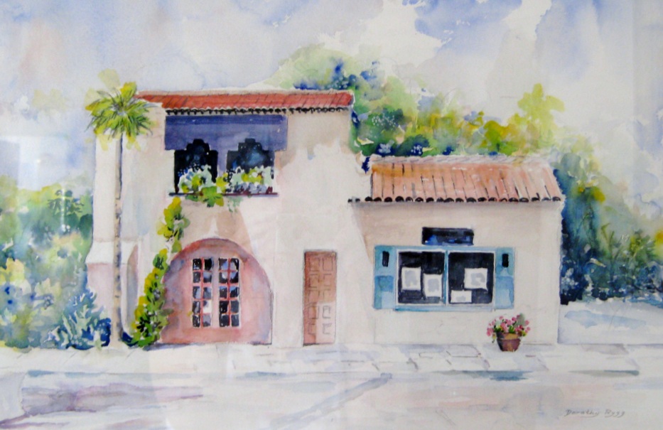 Mediterranean Home Watercolor Painting