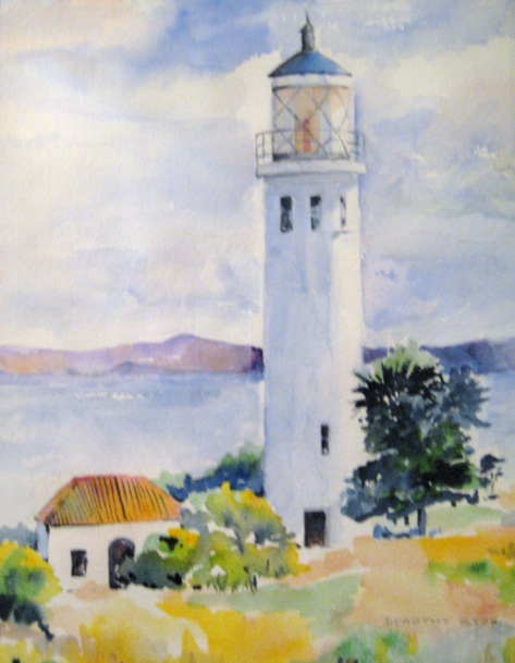 Point Vicente Lighthouse Watercolor Painting